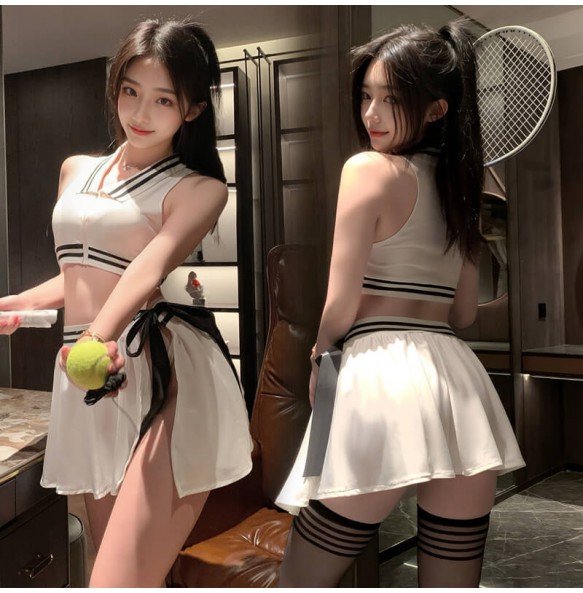 FEE ET MOI - Tennis Queen Sports Outfit Set (White - Black)